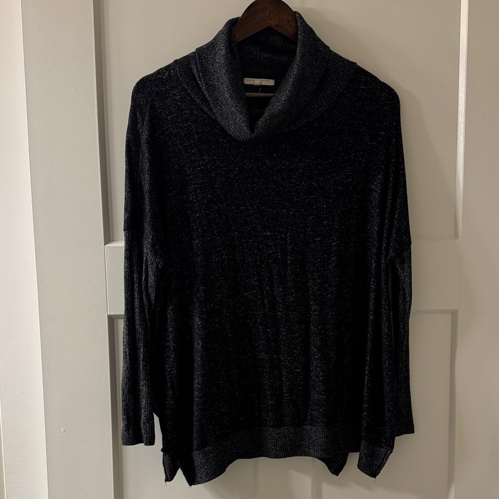 Wasabi + Mint Elegant Charcoal Cowl Neck Sweater